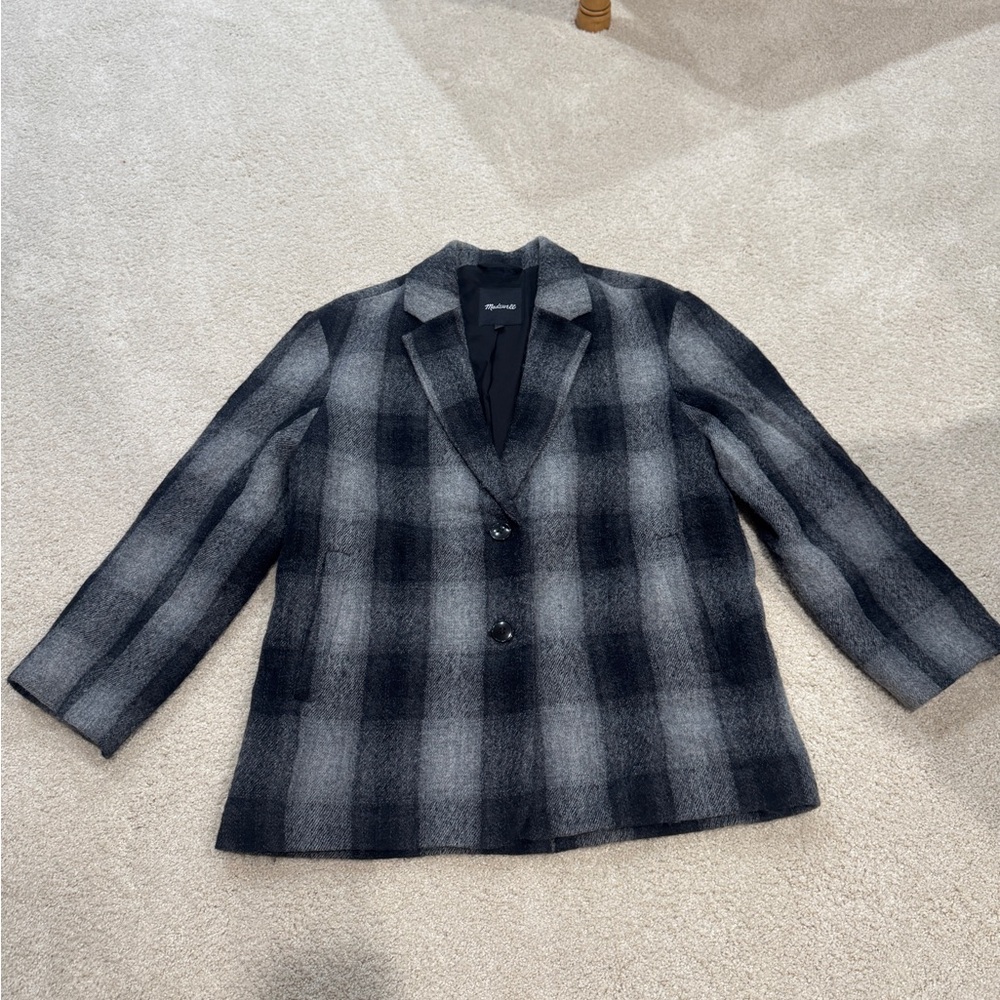 Madewell Black and Gray Plaid Blazer - Picture 2 of 9